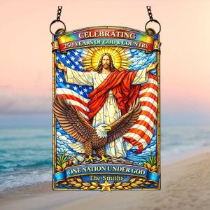 One Nation Under God 250 Years Custom Family Jesus American Ornament