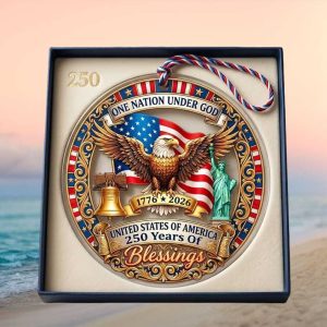 One Nation Under God 250 Years of Blessings 1776 2026 Patriotic Ornament