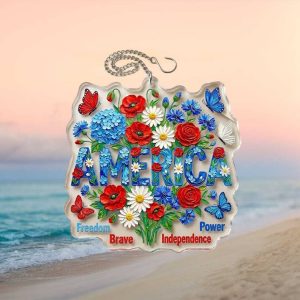 Patriotic America Floral Bouquet Ornament Independence Freedom Brave Power Ornament