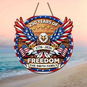Patriotic Eagle & Flags 250 Years of Freedom Custom Acrylic Ornament