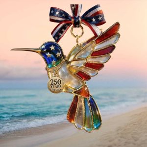 Patriotic Hummingbird 250 Years America 1776 2026 Anniversary Graphic Ornament