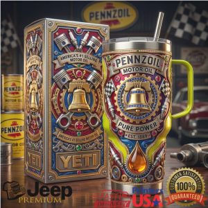 Pennzoil Motor Oil Pure Power Est 1889 Racing Heritage 2026 Retro Gifts For Men Stainless Steel Insulated Tumbler
