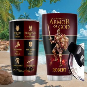 Personalized Armor of God Knight Christian Religious Spiritual Men Gift Stainless Steel Insulated Tumbler