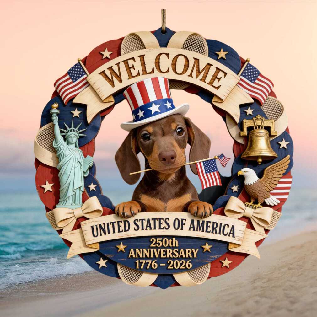 Personalized Dachshund Uncle Sam 250th Anniversary Patriotic Welcome Ornament Personalized Dachshund Uncle Sam 250th Anniversary Patriotic Welcome Ornament