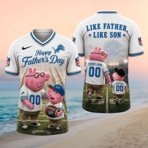 Personalized Detroit Lions Peppa Pig Father's Day T Shirt T Shirt