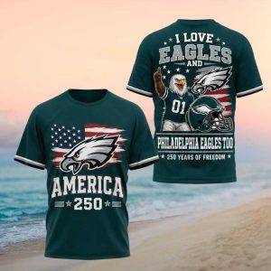 Philadelphia Eagles America 250 Years Of Freedom Dark Green T Shirt