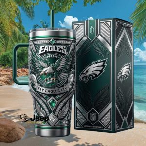Philadelphia Eagles Fly Eagles Fly NFL Football Fan 40oz Rambler Stainless Steel Insulated Tumbler