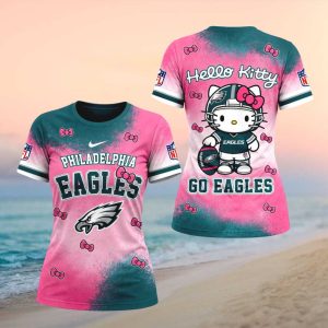 Philadelphia Eagles Hello Kitty Cute Pink Football Women T shirt