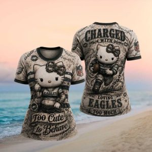 Philadelphia Eagles Hello Kitty Too Cute To Behave NFL Women's Graphic T Shirt