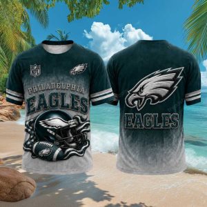 Philadelphia Eagles Team Logo Helmet Ice Dye Sport T Shirt