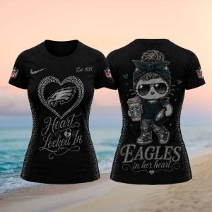 Philadelphia Football Heart Locked In Crystal Mascot Girl T shirt