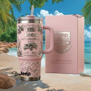 Pink Jeep 85th Anniversary 1941 2026 Commemorative Edition Gift for Women Fans Stainless Steel Insulated Tumbler