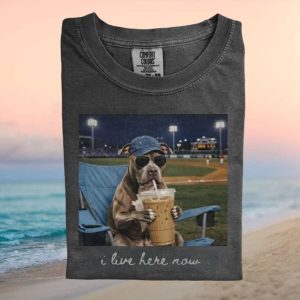 Pitbull I Live Here Now Baseball Iced Coffee T Shirt