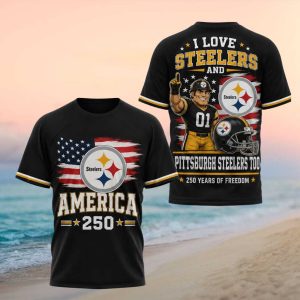 Pittsburgh ST Shirtlers America 250 Years Of Freedom Black T Shirt