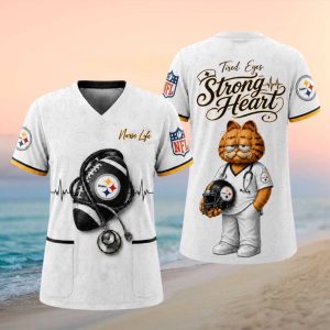 Pittsburgh ST Shirtlers NFL Nurse Life Garfield Tired Eyes Strong Heart T Shirt