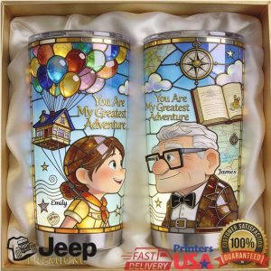 Pixar Up Carl and Ellie Greatest Adventure Stained Glass Vintage Stainless Steel Insulated Tumbler