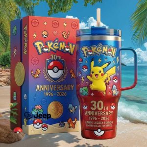 Pokemon 30th Anniversary 1996 2026 Pikachu Kanto Legacy Edition Stainless Steel Insulated Tumbler