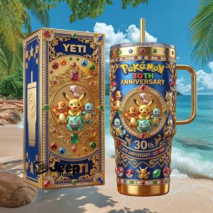 Pokemon 30th Anniversary 1996 2026 Pikachu Mew Bulbasaur Squirtle Gift Stainless Steel Insulated Tumbler