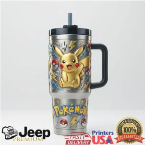 Pokemon Pikachu Gotta Catch Em All Anime Retro 40oz Gifts For Kids Fans Stainless Steel Insulated Tumbler