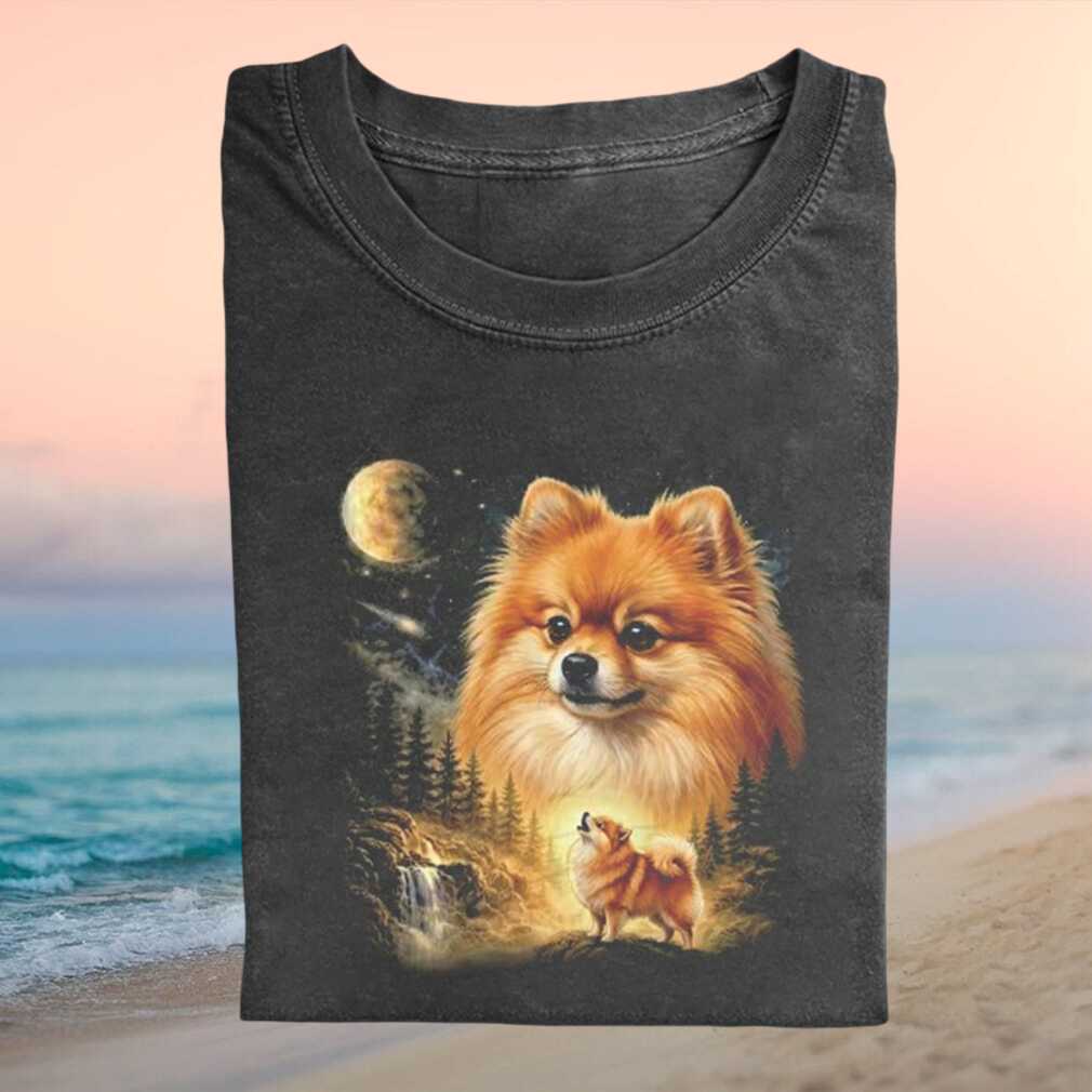 Pomeranian Three Moon Wolves Nature Cascading T Shirt Pomeranian Three Moon Wolves Nature Cascading T Shirt