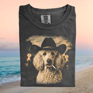 Poodle Cowboy Smoking Cattle Farm Western T Shirt