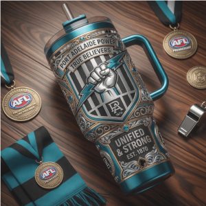 Port Adelaide Power AFL Footy True Believers 20oz Gift for Fans Stainless Steel Insulated Tumbler
