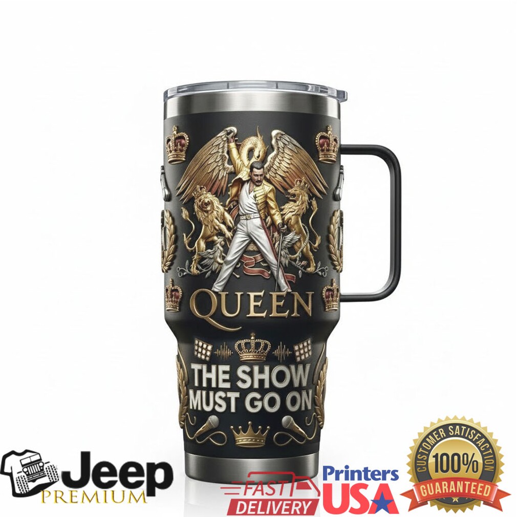 Queen Freddie Mercury The Show Must Go On Retro Legend 20oz Stainless Steel Insulated Tumbler Queen Freddie Mercury The Show Must Go On Retro Legend 20oz Stainless Steel Insulated Tumbler