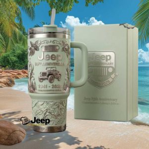 Retro Jeep 85th Anniversary 1941 2026 Sage Green Collector's Edition Gift for Men Stainless Steel Insulated Tumbler