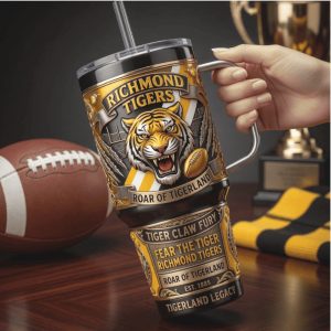 Richmond Tigers AFL Footy Roar of Tigerland 20oz Gifts for Fans Stainless Steel Insulated Tumbler