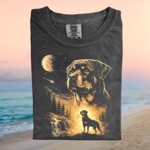 Rottweiler Moonlit Forest Landscape Graphic T Shirt