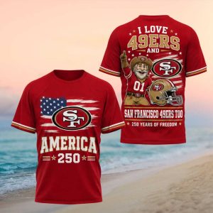 San Francisco 49ers America 250 Years Of Freedom Red T Shirt