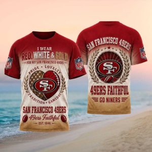San Francisco 49ers Faithful Pride Red White Gold Fan T Shirt