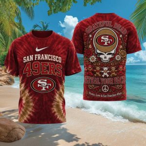 San Francisco 49ers Peace Love Dancing Bears Vintage Tie Dye T Shirt