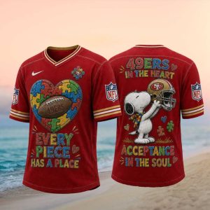 San Francisco 49ers Snoopy Autism Awareness Football T Shirt