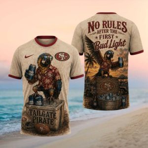 San Francisco 49ers Tailgate Pirate Parrot Bud Light 3D T Shirt