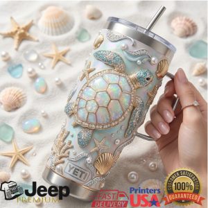 Sea Turtle Ocean Opal 2026 Vintage Coastal Beach Pearl Style Gifts for Women Stainless Steel Insulated Tumbler