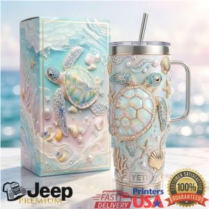 Sea Turtle Ocean Opal 2026 Vintage Coastal Beach Pearl Style Gifts for Women Stainless Steel Insulated Tumbler
