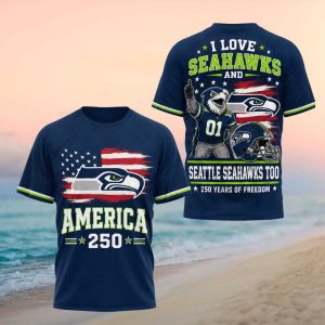 Seattle Seahawks America 250 Years Of Freedom Navy T Shirt