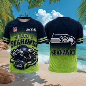Seattle Seahawks Football Team Helmet 3D Graphic Sports T Shirt