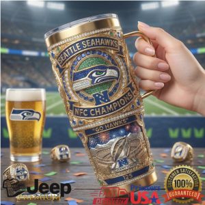 Seattle Seahawks NFC Champions 2026 Retro Gold Gifts for Football Fans Stainless Steel Insulated Tumbler