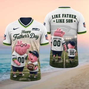 Seattle Seahawks Personalized Father’s Day Piglet Custom Number T Shirt