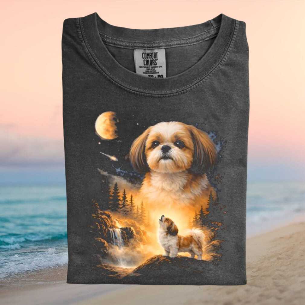 Shih Tzu Wilderness Moon Waterfall Vintage Dog T Shirt Shih Tzu Wilderness Moon Waterfall Vintage Dog T Shirt