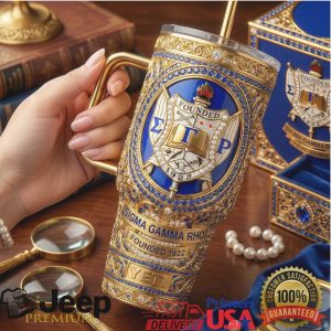 Sigma Gamma Rho Sorority Founded 1922 Blue Gold Vintage Crest Gifts for Women Stainless Steel Insulated Tumbler