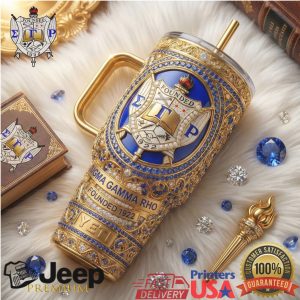 Sigma Gamma Rho Sorority Founded 1922 Blue Gold Vintage Crest Gifts for Women Stainless Steel Insulated Tumbler