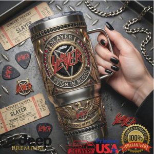 Slayer Reign In Blood Tour 1990 Vintage Metal Style Fans Stainless Steel Insulated Tumbler