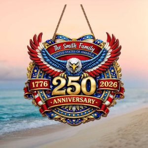 Smith Family United States of America 250th Anniversary Patriotic Crest Ornament