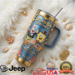 SpongeBob SquarePants 27th Anniversary 1999 2026 Krusty Krab Retro 40oz Gifts for Fans Stainless Steel Insulated Tumbler