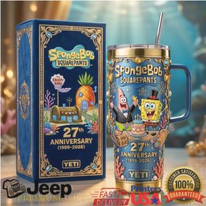 SpongeBob SquarePants 27th Anniversary 1999 2026 Krusty Krab Retro 40oz Gifts for Fans Stainless Steel Insulated Tumbler