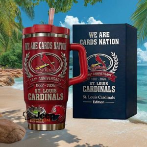St. Louis Cardinals 144th Anniversary Busch Stadium Cards Nation Red Stainless Steel Insulated Tumbler