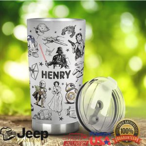 Star Wars Characters Henry Silver Sketch 20oz Retro Gift For Men Stainless Steel Insulated Tumbler